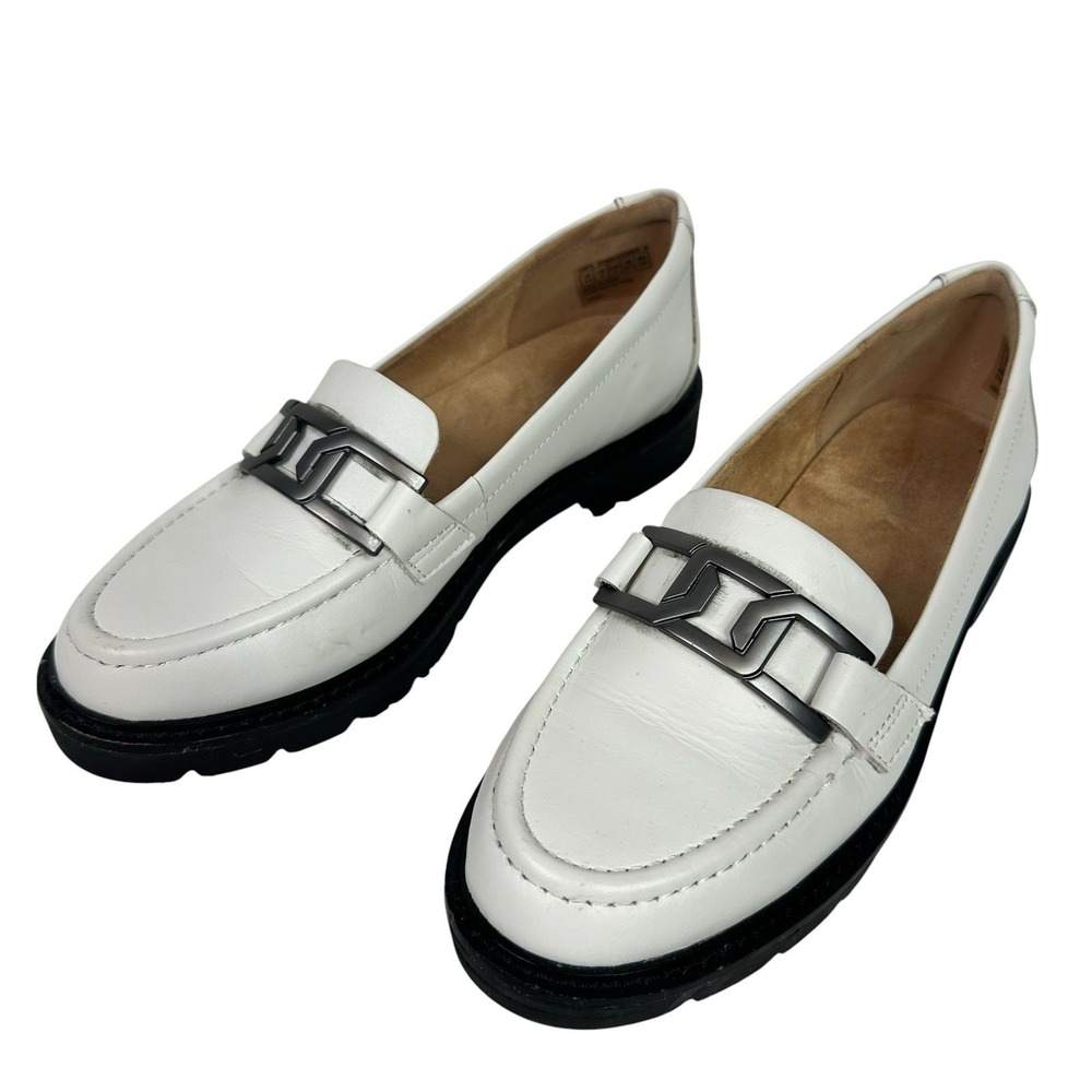 Rockport Kacey Chain Loafers Womens 6.5 White Leather truTECH Comfort Slip On